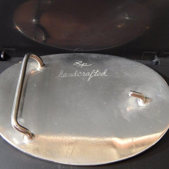 Artisan Crafted Turquoise & Coral Chip Inlay Native Chief Belt Buckle - Picture 7 of 9